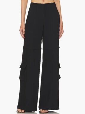 NWT Amanda Uprichard Lucas Cargo Pants in Black. Size X-Small
